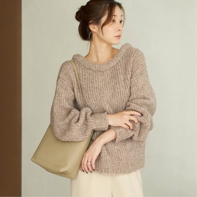 Plage羊毛混纺套头圆领针织衫