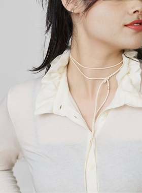 日代 IENA Frilled Henley Neck Top 25AW 优雅荷叶边亨利领上衣