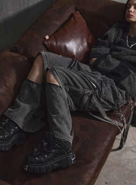 日代 ERAR 3-way denim pants 25AW 原宿分体宽松廓形吊带牛仔裤