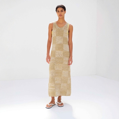 AURALEE棉麻拼接针织连衣裙