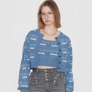 日代 EMODA Eyelet Logo Twin Knit 26SS 镂空针织背心+开衫