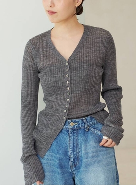 日代 Plage Rib Button Cardigan 25AW 羊驼毛混纺罗纹纽扣开衫