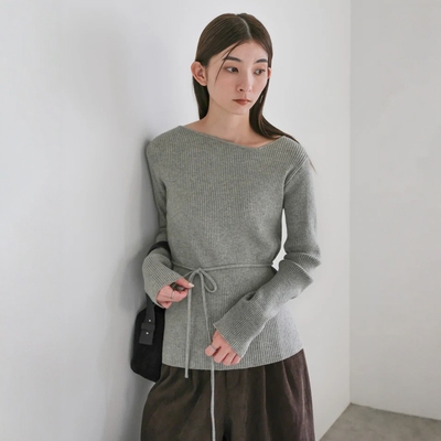 selectMOCA不对称领腰丝带针织