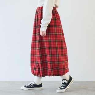 日代 bulle de savon CHECK Balloon Skirt 25AW 格纹气球半身裙