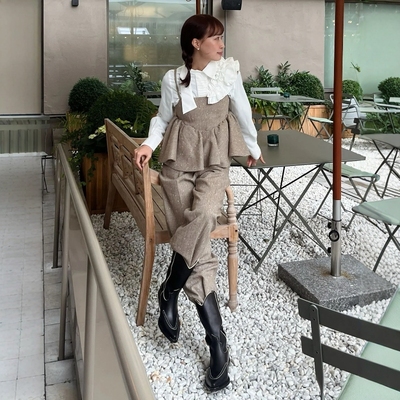 Bibiy小众称设计感荷叶边衬衫