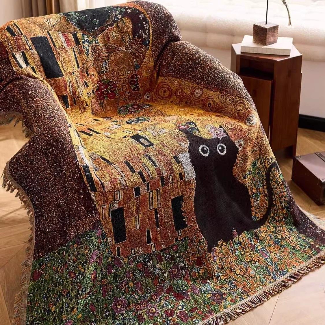 猫咪闯进世界名画里氛围艺术挂毯