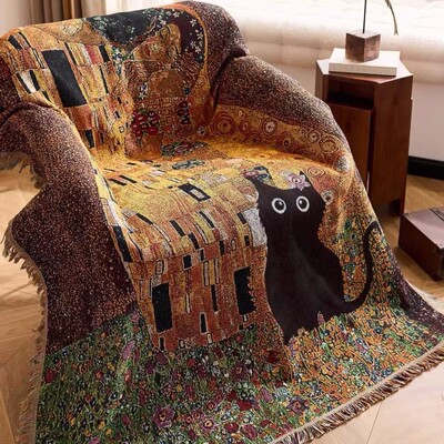 猫咪闯进世界名画里氛围艺术挂毯