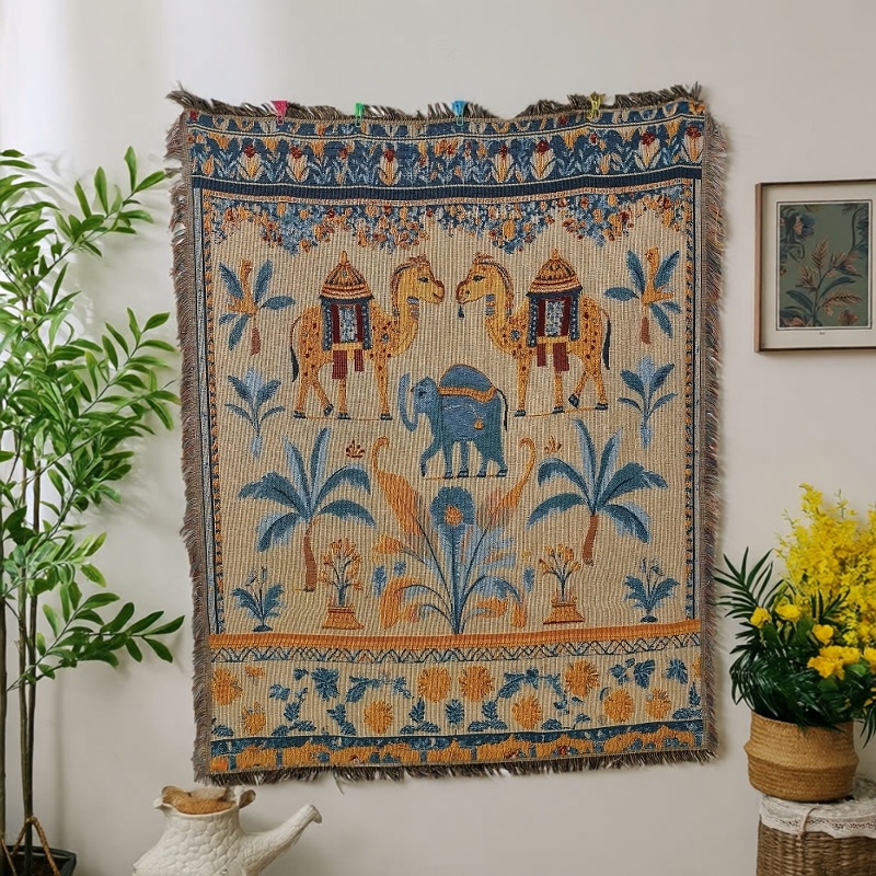 沙漠骆驼中古风艺术挂毯沙发盖毯