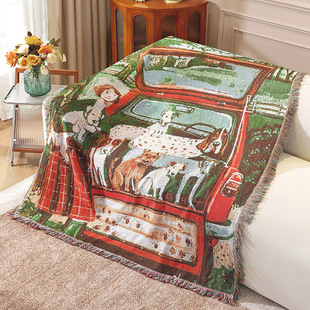 跨境一无是处小狗挂毯沙发垫户外野营毯单人沙发毯背靠巾盖布毯子