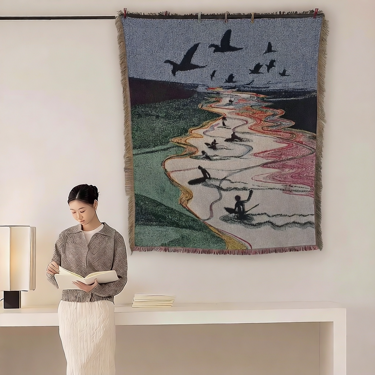 跨境中式新古典装饰挂毯单人沙发垫背靠巾沙发毯盖布巾野外露营毯