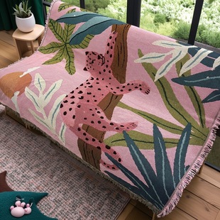 一无是处韩版治愈系花豹挂毯露营毯户外帐篷地垫装饰盖毯沙发毯子