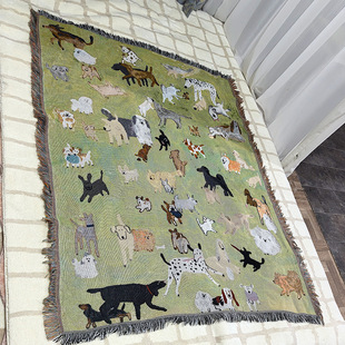 一无是处狗狗乐园挂毯棉线毯卡通可爱宠物狗狗毯子单人沙发铺盖毯