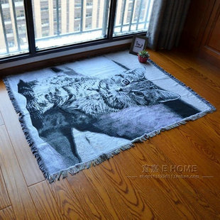 外贸一无是处治愈猫咪挂毯沙发垫老虎椅背靠巾单人沙发毯床盖毯子
