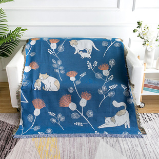 一无是处猫咪沙发毯子单人韩式ins风床头挂布万能盖巾床上盖毯