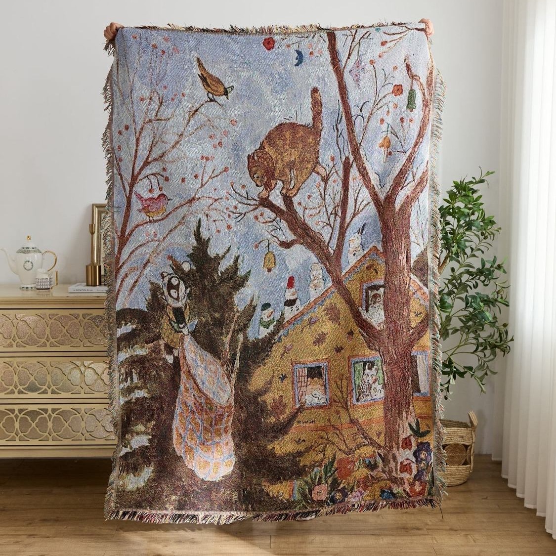 一无是处小猫艺术挂毯油画盖布巾