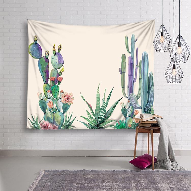 Bắc Âu INS Green Cactus Treo tường Trang trí Chăn Tấm thảm phòng ngủ Nền vải Khăn trải bàn Treo khăn tắm thảm treo tường cute