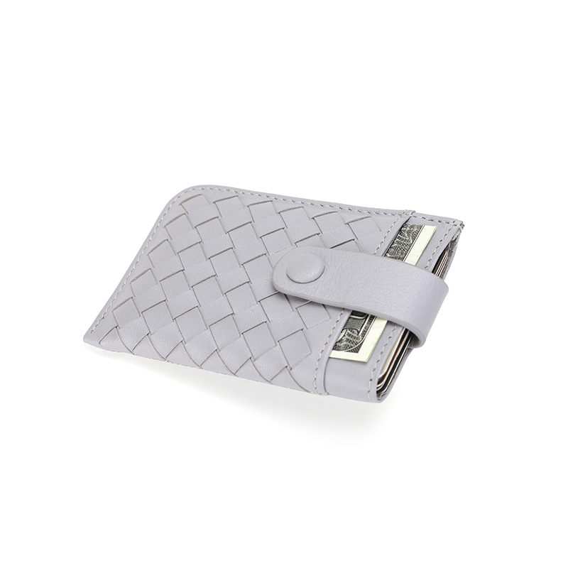 头层牛皮卡包真皮手工编织精致