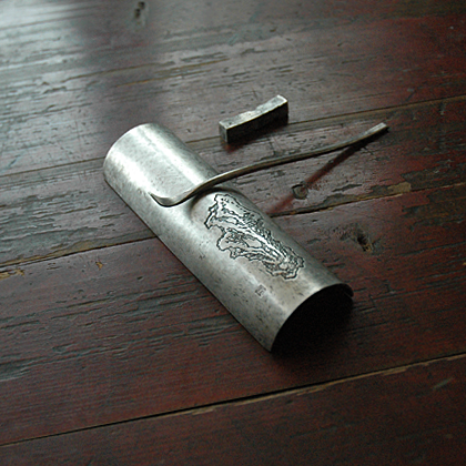 瘦石图茶道锤纹纯锡茶则