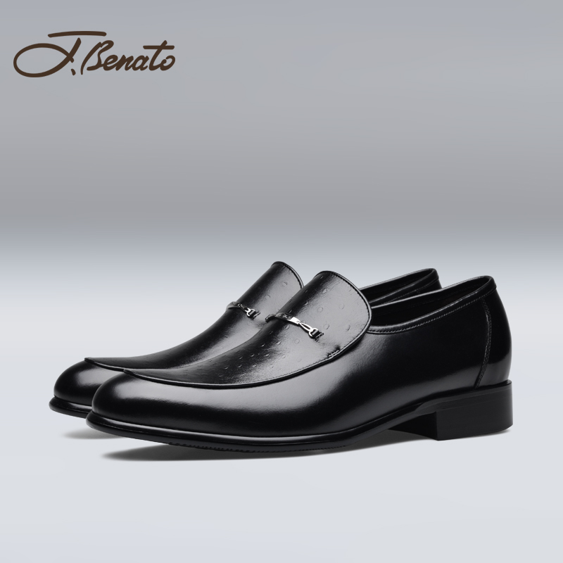 jbenato宾度男鞋男士商务正装皮鞋男真皮袋鼠皮套脚秋冬季专柜款