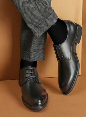 宾度男鞋秋冬季男士商务正装皮鞋男真皮圆头舒适青年结婚新郎鞋子