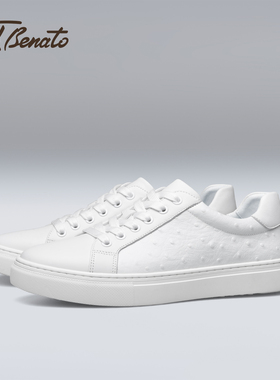 宾度男鞋25秋冬季新款男士休闲皮鞋男真皮鸵鸟纹板鞋青年小白鞋子