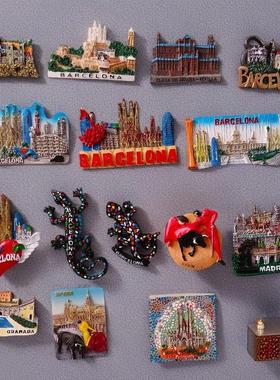 欧洲西班牙葡萄牙树脂冰箱贴旅游纪念手工创意礼品巴塞罗那里斯本