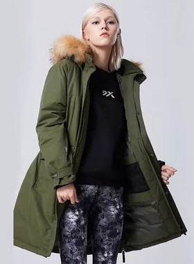 Discovery户外冬男女中长款羽绒服保暖工装派克服DADG92642/91658