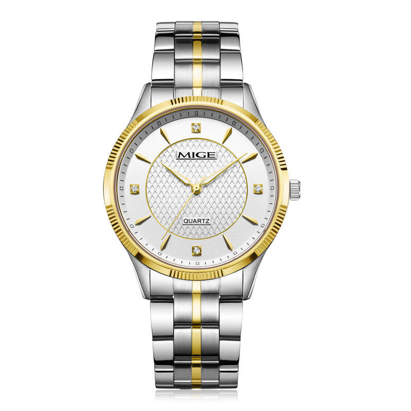 正品米格商务休闲潮流时尚男式手表全自动石英情侣表防水钢带男表
