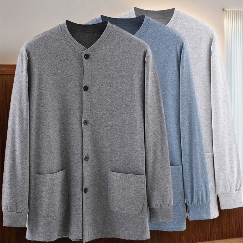 中老年男士大码宽松纯棉开衫长袖秋衣系扣子开襟薄款线衣保暖上衣,女士内衣/男士内衣/家居服,保暖上装,淘宝优惠券,粉丝福利购,淘宝优惠卷