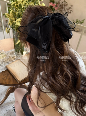 赫本少女~网纱缎面蝴蝶结发饰
