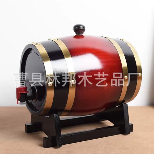 厂家货源橡木桶红酒桶木制橡木桶酒吧酒庄展会红酒木桶（酒红）