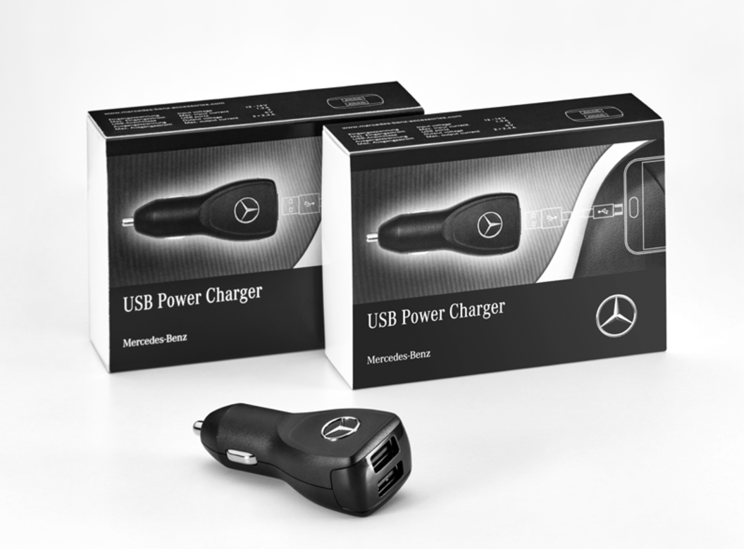 原厂正品奔驰手机车载充电器汽车点烟器双usb智能快充插头一拖二