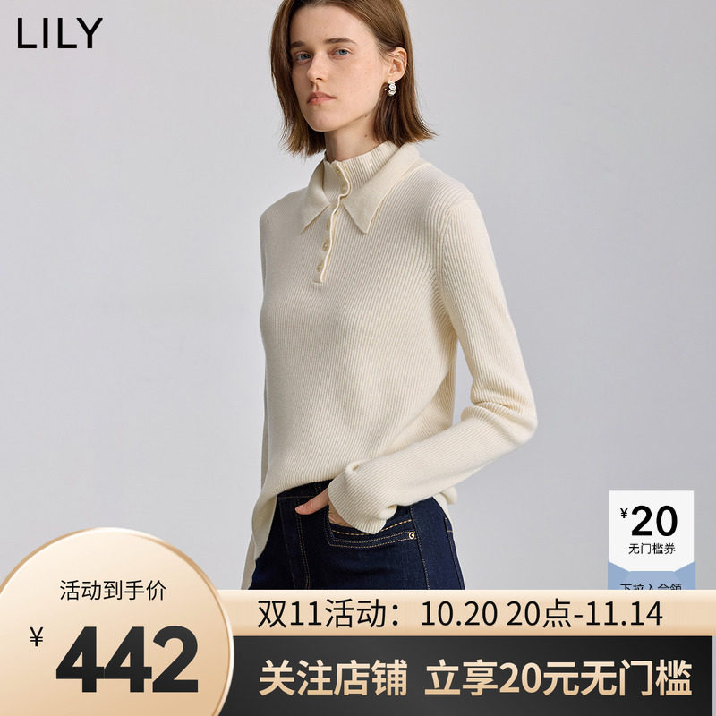 100%美丽诺羊毛LILY2025冬新款女装假两件半高领针织衫打底衫毛衣