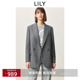 商场同款 LILY2025春新款 女装 绵羊毛混纺宽松休闲通勤西装 外套