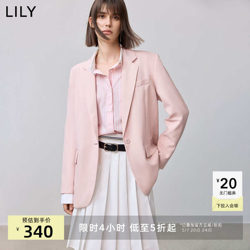 果茶西LILY2025春宽肩直身休闲通勤易打理西装外套女精致高级感