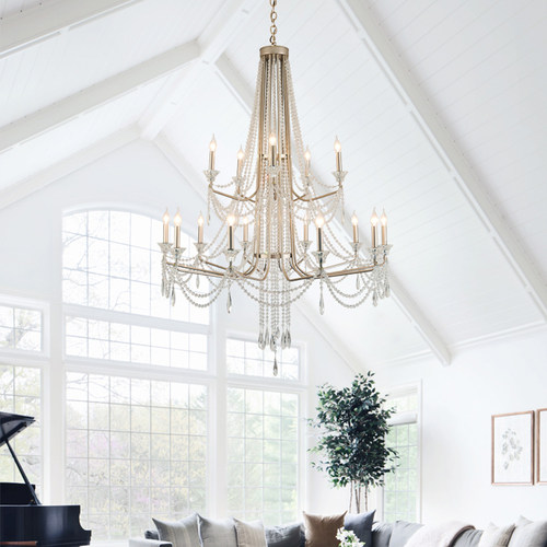 法式别墅复式楼客厅水晶大吊灯