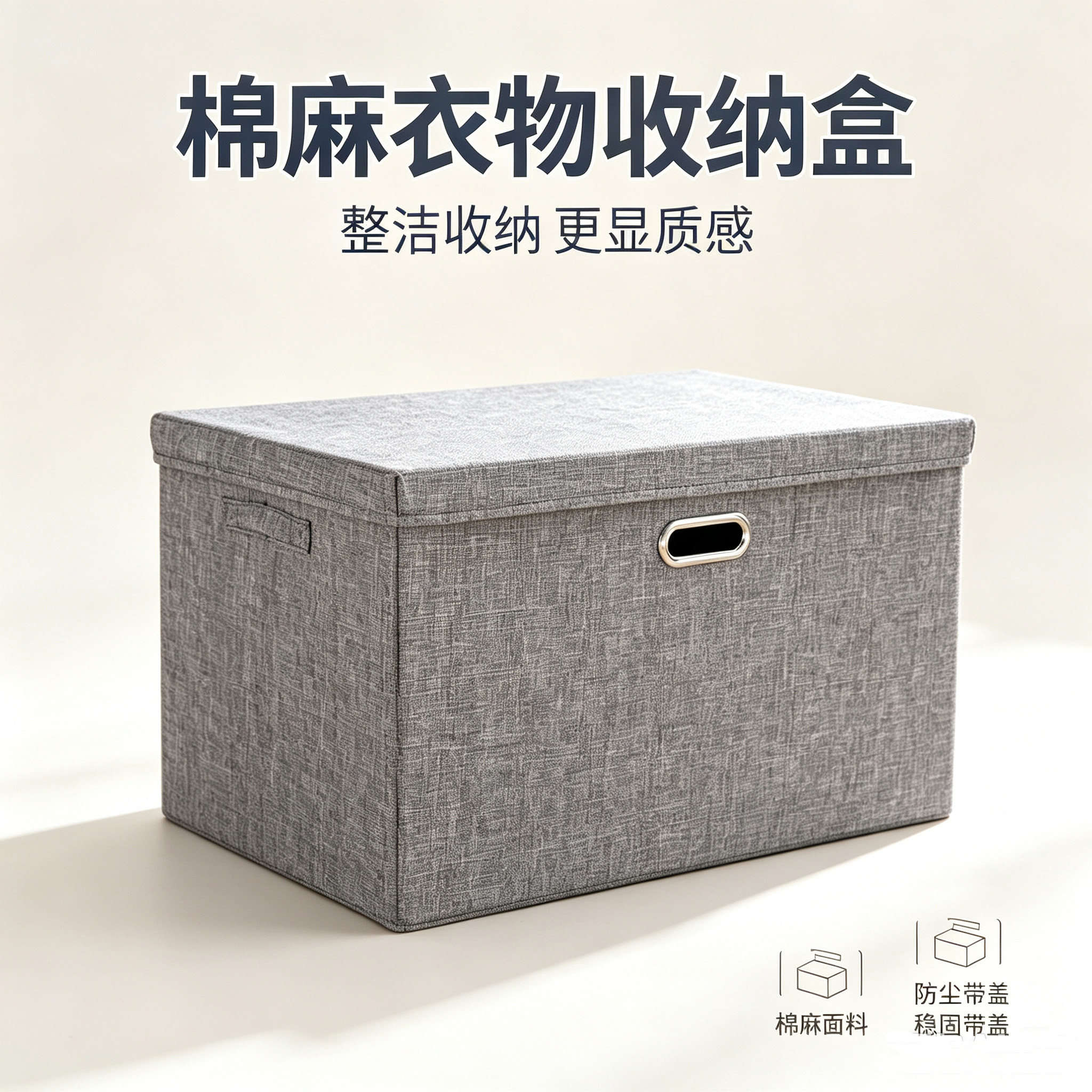 加厚衣服收纳箱家用布艺棉麻衣柜被子衣物整理盒子可折叠有盖大号