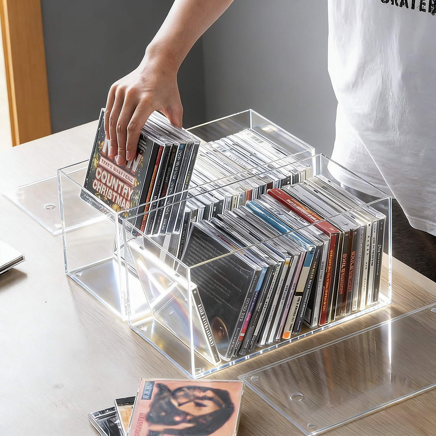 日本品牌亚克力CD收纳盒家用DVD收纳碟片光盘盒漫画专辑整理箱架