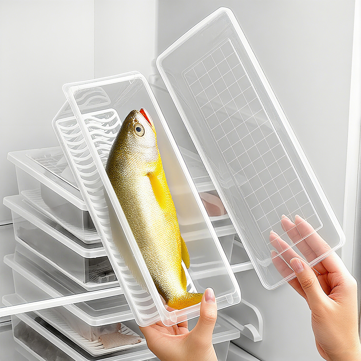 冰箱收纳盒鱼肉冷冻保鲜盒