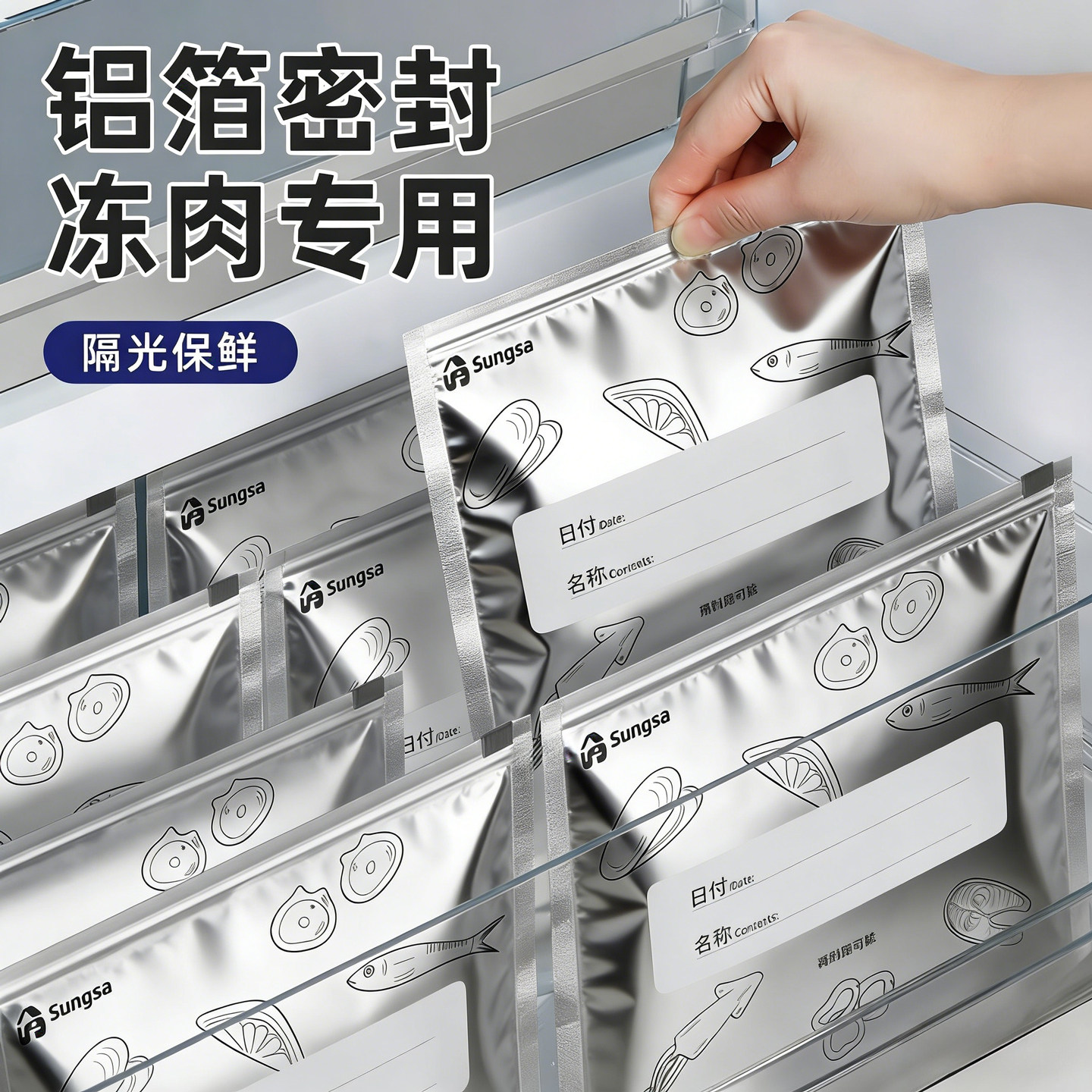 日本铝箔保鲜袋食品级家用冰箱冷冻肉专用拉链式密封袋真空包装袋,餐饮具,保鲜袋,淘宝优惠券,粉丝福利购,淘宝优惠卷