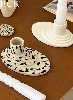 Click原创设计罗马台阶烛台几何简约陶瓷桌面装饰摆件北欧ins风