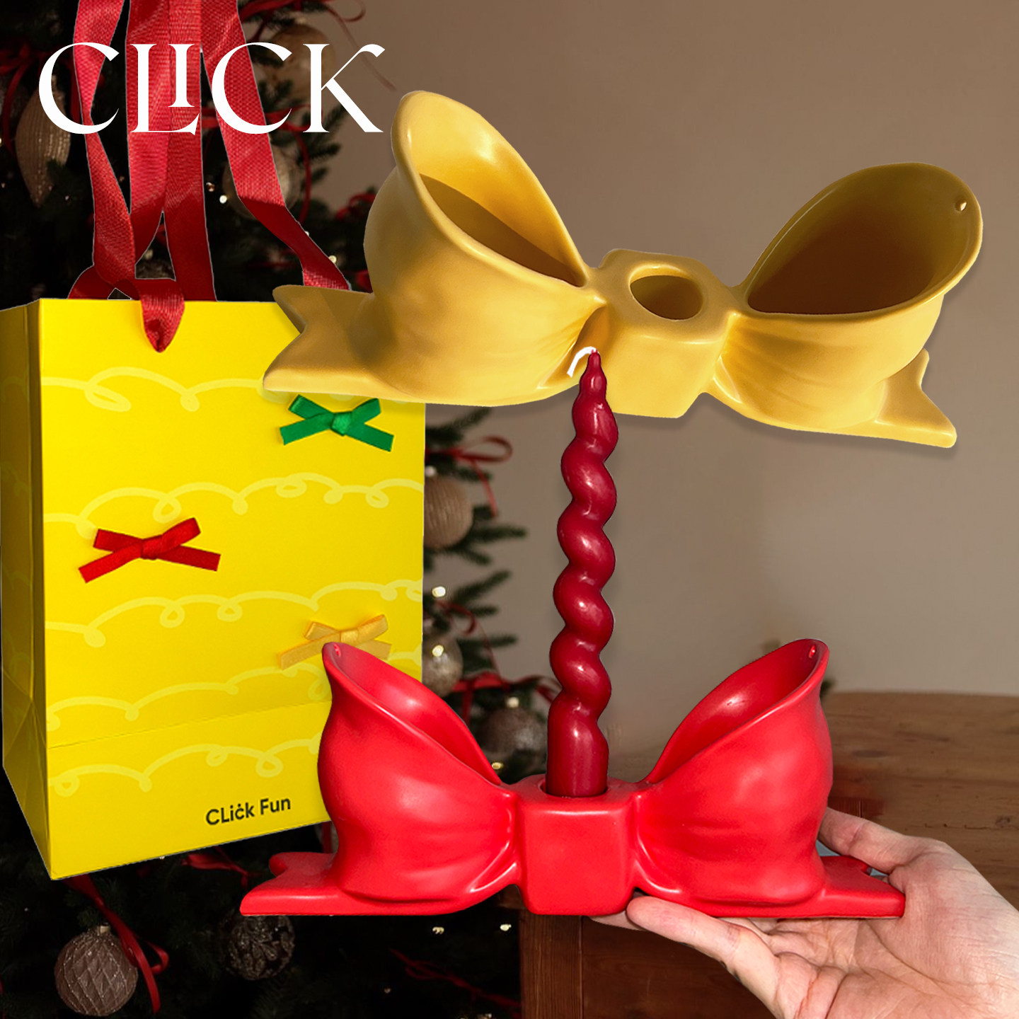 click蝴蝶结烛台摆件礼品套装