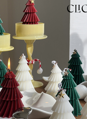 click几何折纸圣诞树蜡烛装饰摆件节日氛围派对商用道具小礼物