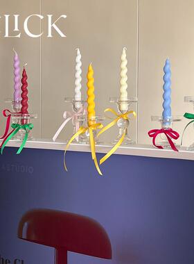 click扭扭螺旋彩色蜡烛韩国ins博主风节日氛围装饰摆件烛光晚餐