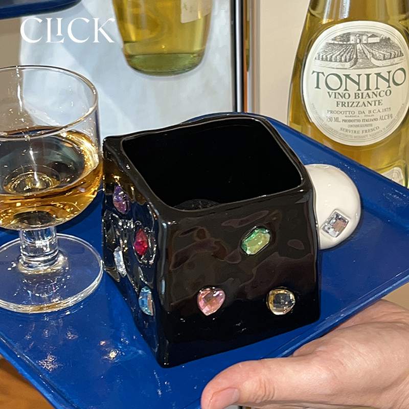 小众设计Y2K宝石装饰陶瓷杯子