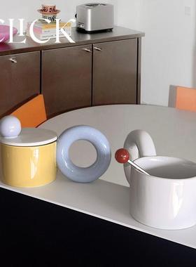 Click可爱甜甜圈圆把手马克杯釉下彩陶瓷咖啡杯女生酸奶杯礼盒装