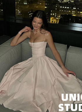 法式复古芭蕾裙ins博主辣妹上身抹胸吊带收腰连衣裙长裙女夏