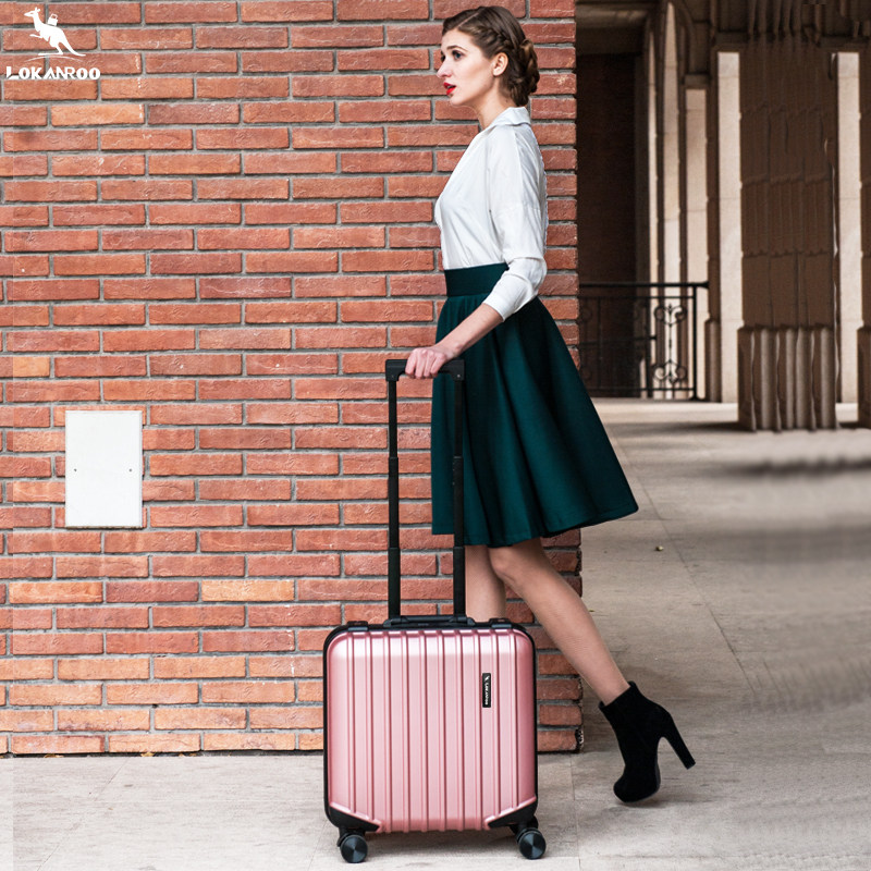 袋鼠拉杆箱女18寸16万向轮旅行箱男行李箱超轻铝框小型登机箱包20