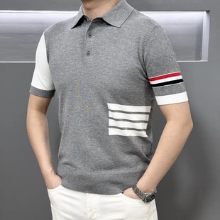 2025男士 男565 新款 贝斯绒舒适亲肤白彩条纹POLO衫