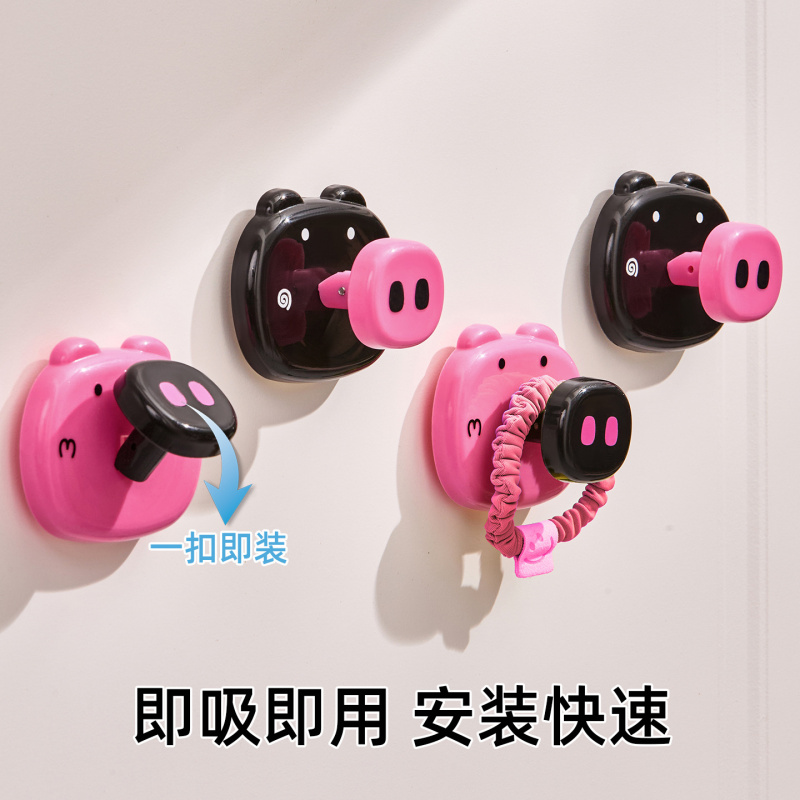 可爱小猪卡通立体吸盘挂钩真空免